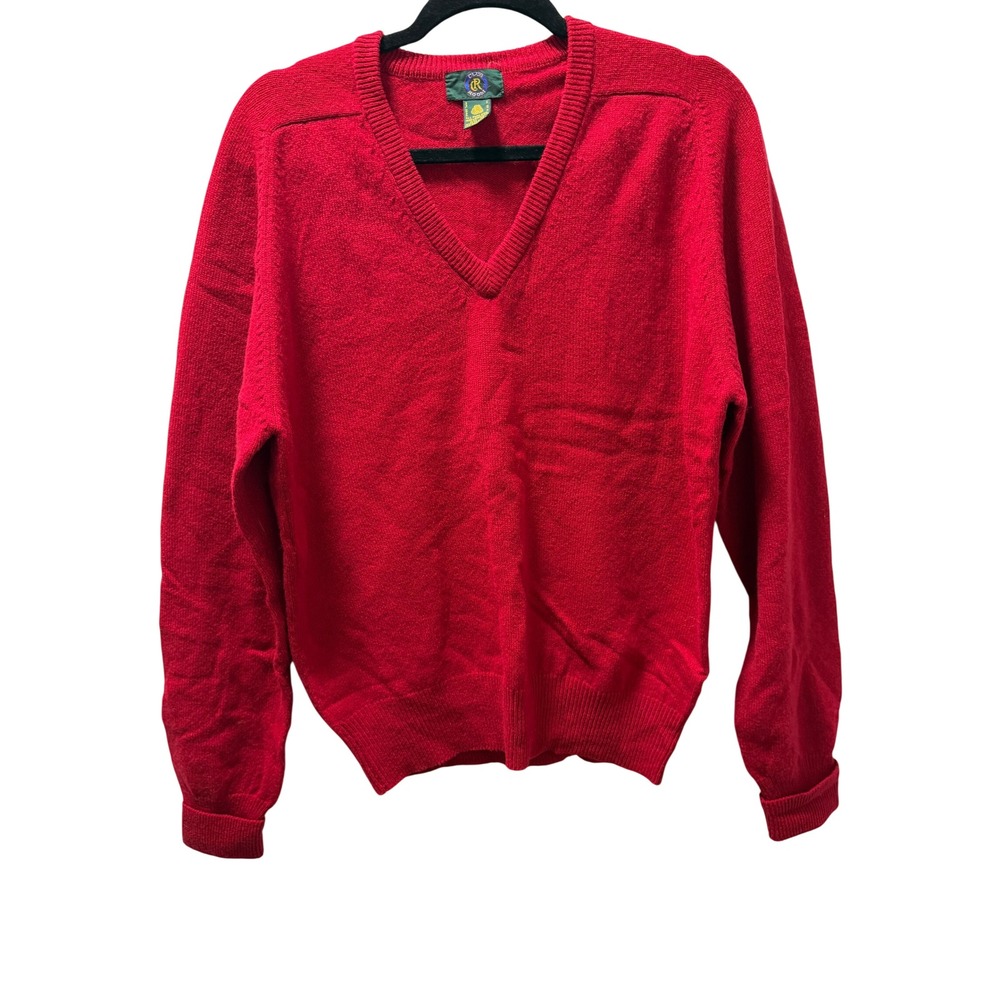 Club Room Mens Red 100% Lambswool V-Neck Sweater Size Medium Classic Fit